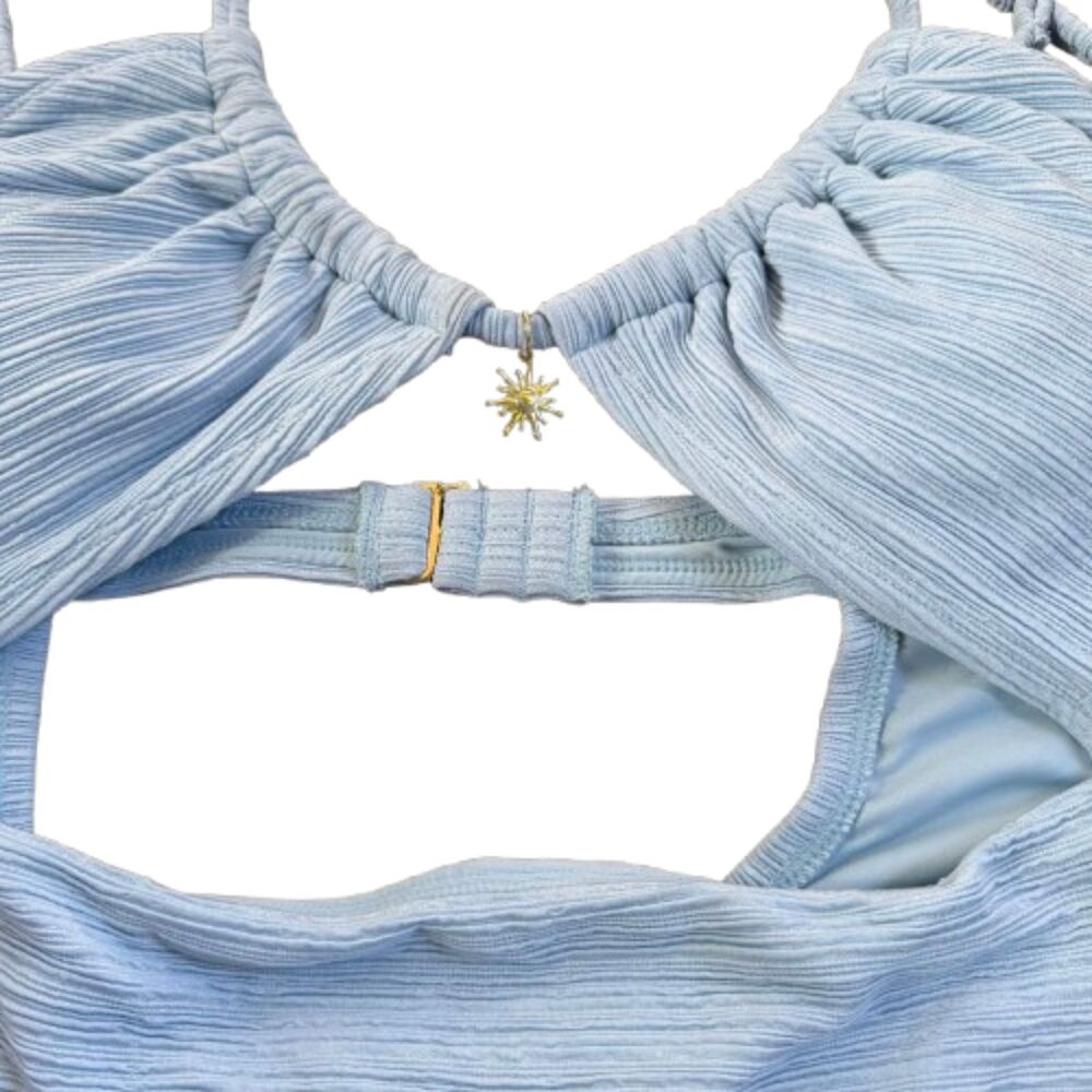 Shade & Shore NWOT Blue Crinkle Tunneled Sun Charm One Piece Swimsuit Size L - Picture 7 of 7
